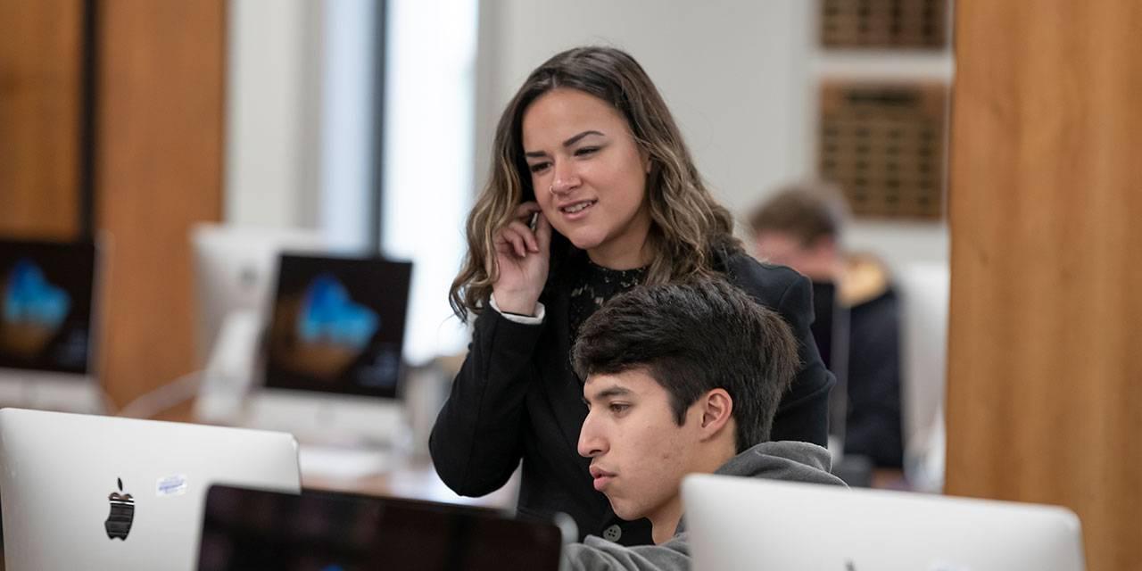 Students working on computers